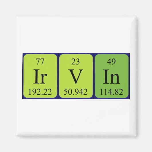 Irvin periodieke table name magnet magneet (Voorkant)