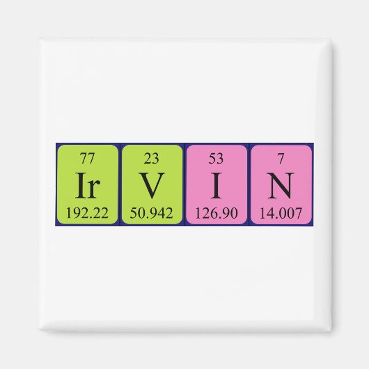 Irvin periodieke table name magnet magneet (Voorkant)