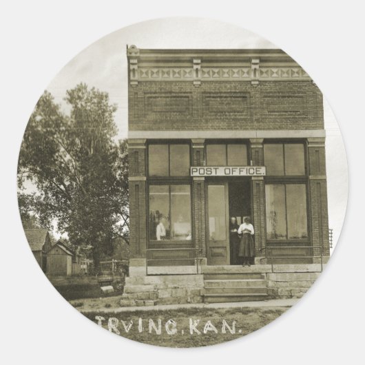 IRVING KANSAS POST KANTOOR FOTO MARSHALL COUNTY RONDE STICKER (Voorkant)