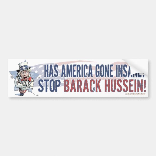 Is Amerika gek geworden? oom Sam Bumpersticker  (Voorkant)