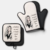 Is Buttcheeks een woord? Ovenwant & Pannenlap Set (Voorkant / Achterkant)