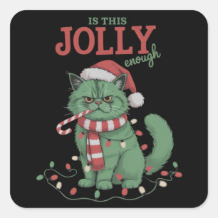 Is Deze Kerstparty Met Katten Cute Enough Vierkante Sticker