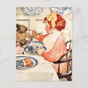 Is deze pap niet heerlijk, Teddy? Briefkaart