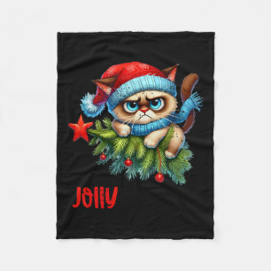 Is dit vrolijk genoeg grappig kat kerst sarcastisc fleece deken