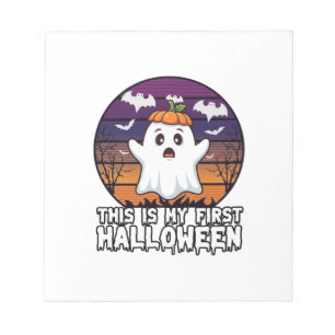 Is Eerste Halloween Geest Pompoen Hoed Vleermuizen Notitieblok
