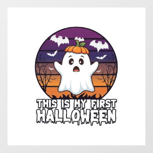 Is Eerste Halloween Geest Pompoen Hoed Vleermuizen Raamsticker