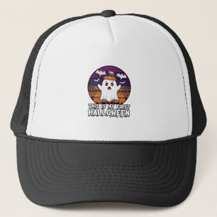 Is Eerste Halloween Geest Pompoen Hoed Vleermuizen Trucker Pet