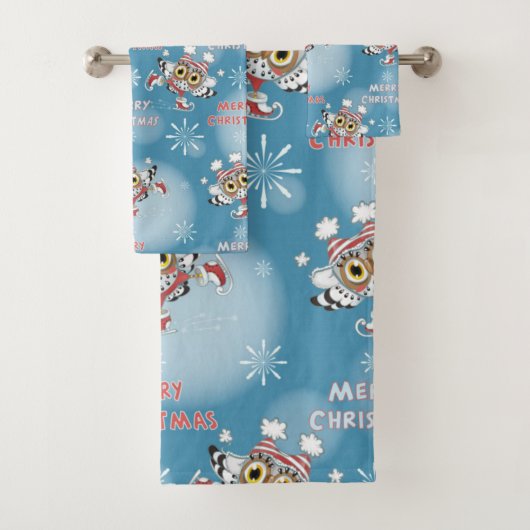 Is eigenaar van Ice Skating Kerstpattern Bad Handdoek (Insitu)