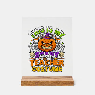 Is Enge Leraren Kostuum Haloween Pompoen Heks Ha Acryl Bord