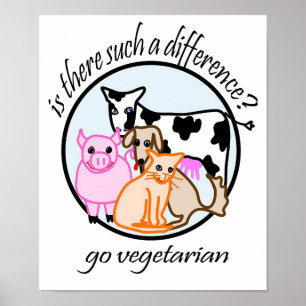 Is er zo'n verschil? Ga vegetariër. Poster