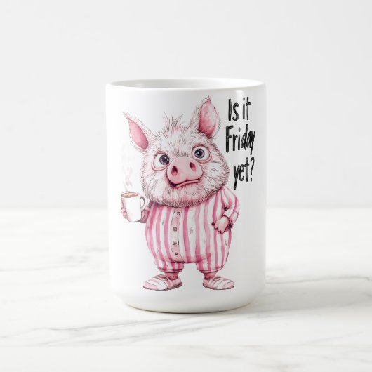 "Is het al vrijdag?" Funny Pig Coffee Mok (Center)