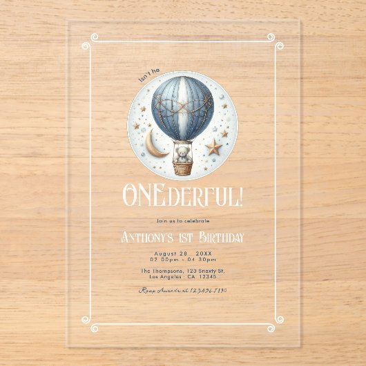 Is het niet een prachtig acryl eerste verjaardagsf acryl uitnodigingen (Voorkant)