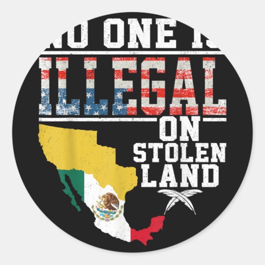 Is illegaal op gestolen land geschenken indianen ronde sticker (Voorkant)