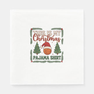 Is Kerst Pyjama Basketbal Kerstman Hoed Bomen Servet