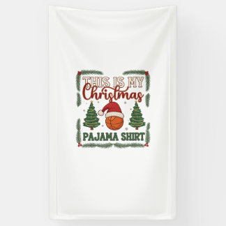 Is Kerst Pyjama Basketbal Kerstman Hoed Bomen Spandoek