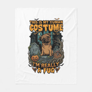 Is Menselijk Kostuum Pug Halloween Pompoen Grafste Fleece Deken