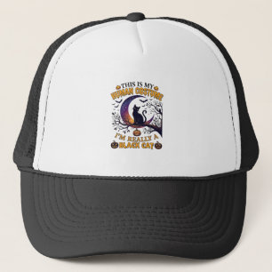 Is Menselijk Kostuum Zwarte Kat Halloween Maan_1 Trucker Pet