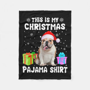 Is mijn kerst Engels bulldog hond pyjama puppy L Fleece Deken