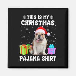 Is mijn kerst Engels bulldog hond pyjama puppy L Magneet