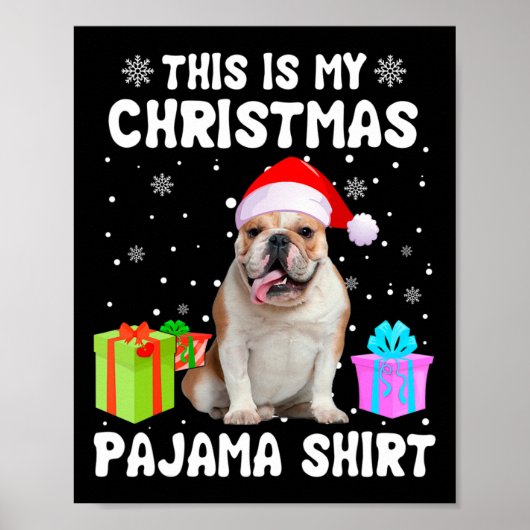 Is mijn kerst Engels bulldog hond pyjama puppy L Poster (Voorkant)