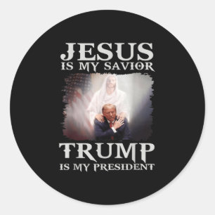 Is mijn redder Trump is mijn President 1 Ronde Sticker