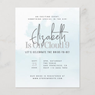 Is op cloud negen moderne bruids douche uitnodigin flyer