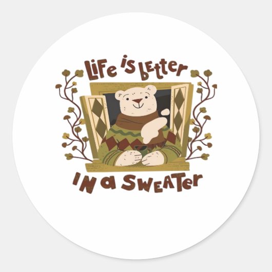 Is Sweater! Autumn It’s Fall Y’all Ronde Sticker (Voorkant)