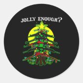 Is This Jolly Enough - Guns Christmas Tree Handgun Ronde Sticker (Voorkant)