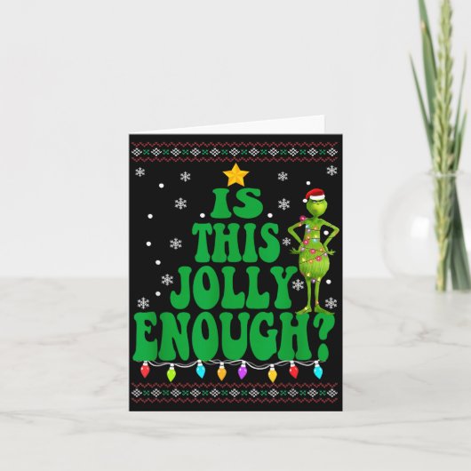 Is This Jolly Enough Merry Christmas Tree Lights F Kaart (Voorkant)