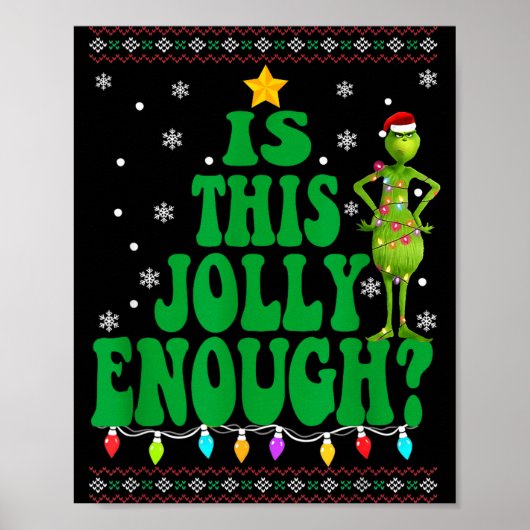 Is This Jolly Enough Merry Christmas Tree Lights F Poster (Voorkant)