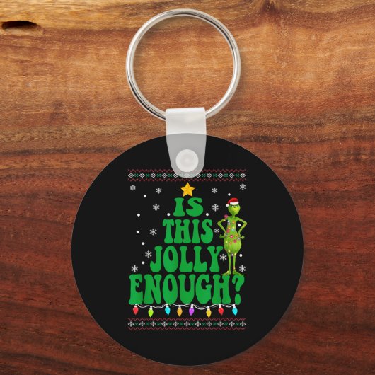 Is This Jolly Enough Merry Christmas Tree Lights F Sleutelhanger (Voorkant)