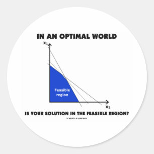 Is uw oplossing haalbaar in een optimale wereld? ronde sticker
