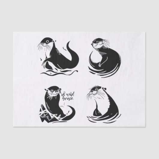 Is Wild Grace – Otter in Motion Minimalist Design Tissuepapier (Voorkant)