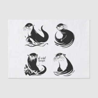 Is Wilde Gratie – Otter in Beweging Minimalistisch Tissuepapier