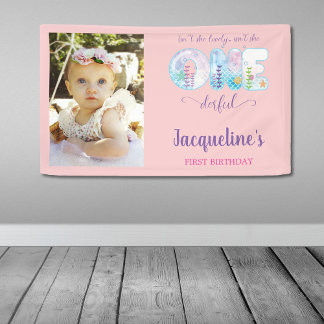 Is ze niet eenDerful Pink Girls 1st Birthday Party Spandoek