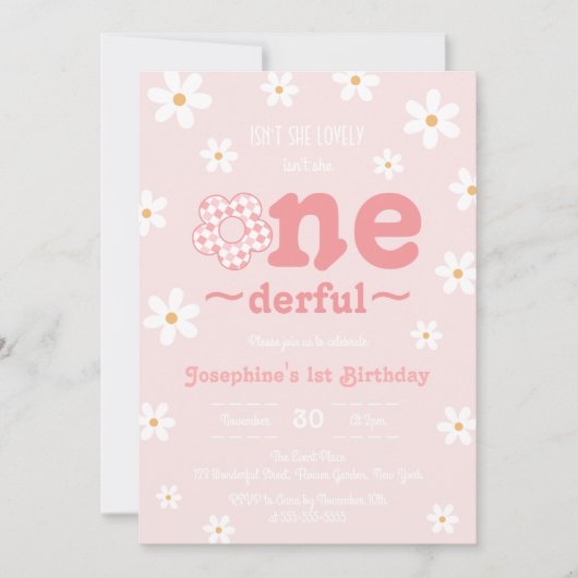 Is ze niet mooi retro groovy bloem verjaardag kaart (Voorkant)