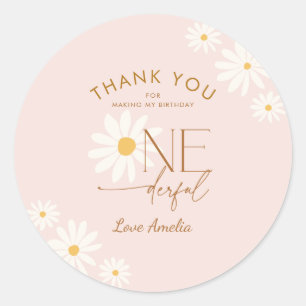 Is ze niet WONDerful Daisy 1e verjaardag Ronde Sticker