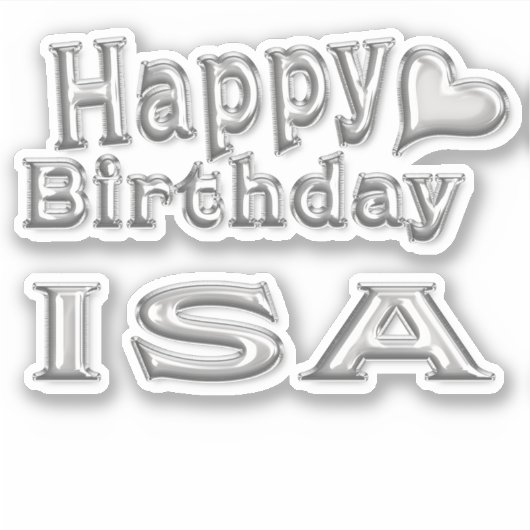 Isa Happy Birthday silver Aufkleber Sticker (Voorkant)