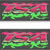 Isa Prénom Nom Graffiti Autocollants (Devant)