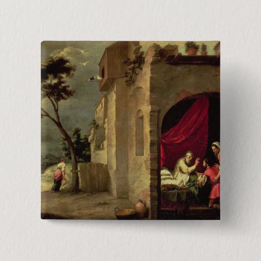 Isaac Blessing Jacob Vierkante Button 5,1 Cm (Voorkant)