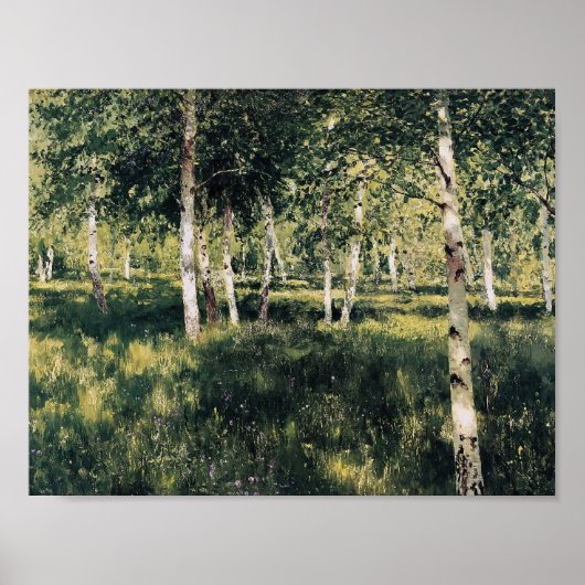 Isaac Levitan- Birch grove Poster (Voorkant)