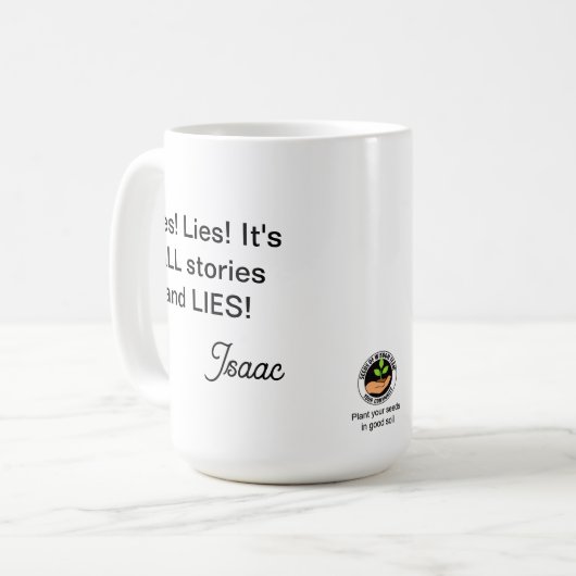 Isaac Lies Coffee Mok (Voorkant links)