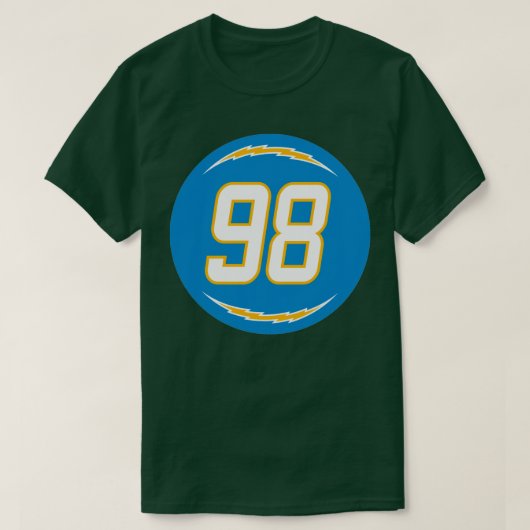 Isaac Rochell Nummer 98 Jersey Los Angeles Charger T-shirt (Design voorkant)