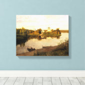 Isaak Levitan 'Avondklokken' schilderij Canvas Afdruk (Insitu (Houten vloer))