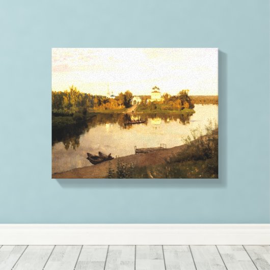 Isaak Levitan 'Avondklokken' schilderij Canvas Afdruk (Insitu (Houten vloer))