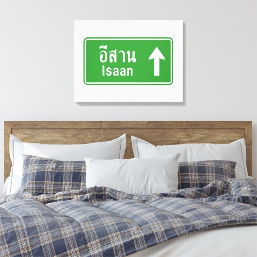 Isaan Ahead ⚠ Thai Highway Traffic Sign ⚠ Canvas Afdruk (Insitu (Slaapkamer))