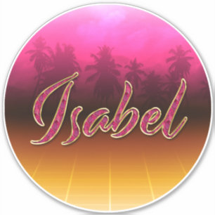Isabel prénom nom autocollant rose doré