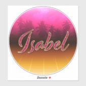 Isabel prénom nom autocollant rose doré (Feuille)