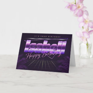 Isabell Nom Prénom lila retro Carte Anniversaire