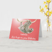 Isabella, Big Hugs sur ton anniversaire, carte par (Fleur jaune)
